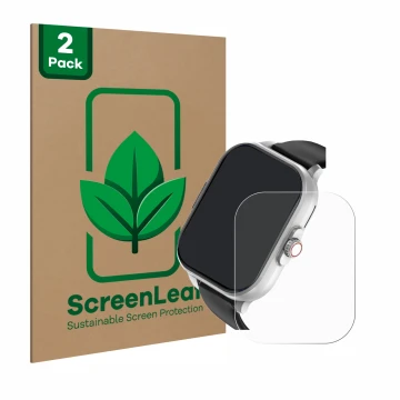 Front side of a product packaging with the brand logo ScreenLeaf. Next to it is the device YYKY E02 2.01