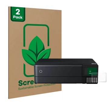 Front side of a product packaging with the brand logo ScreenLeaf. Next to it is the device Epson EcoTank ET-8550 shown with th