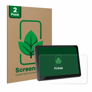 Front side of a product packaging with the brand logo ScreenLeaf. Next to it is the device Carpuride W712D 7