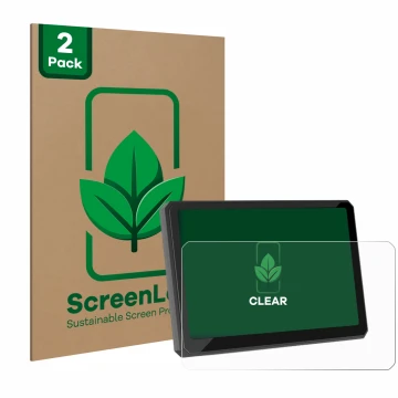 Front side of a product packaging with the brand logo ScreenLeaf. Next to it is the device Carpuride W702BS 7