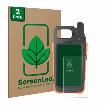 Front side of a product packaging with the brand logo ScreenLeaf. Next to it is the device Xhorse Key Tool Max Pro shown with 