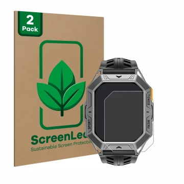Front side of a product packaging with the brand logo ScreenLeaf. Next to it is the device Stahlgear Thor 2.0 shown with the c