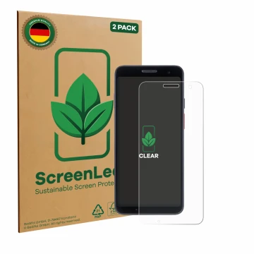Front side of a product packaging with the brand logo ScreenLeaf. Next to it is the device Honeywell CT37 shown with the corre