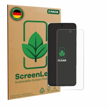 Front side of a product packaging with the brand logo ScreenLeaf. Next to it is the device Oppo Find N5 shown with the corresp
