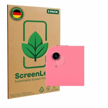 Front side of a product packaging with the brand logo ScreenLeaf. Next to it is the device Apple iPad A16 11