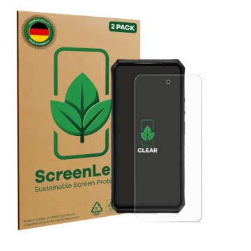 Front side of a product packaging with the brand logo ScreenLeaf. Next to it is the device Ulefone Armor 28 Ultra Thermal show