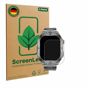 Front side of a product packaging with the brand logo ScreenLeaf. Next to it is the device SUNKTA EF9-A 2.13