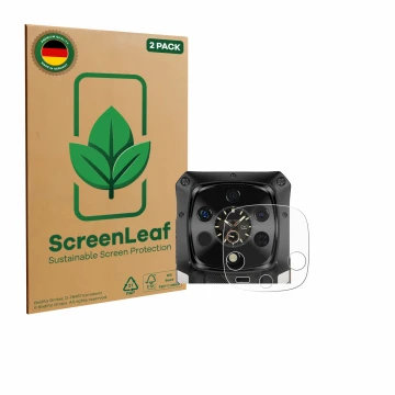 Front side of a product packaging with the brand logo ScreenLeaf. Next to it is the device Ulefone Armor 28 Ultra Thermal (ONL