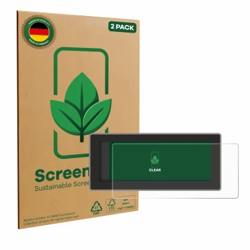 Front side of a product packaging with the brand logo ScreenLeaf. Next to it is the device Hyundai Inster Xclass (2025) shown 