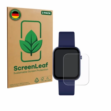 Front side of a product packaging with the brand logo ScreenLeaf. Next to it is the device Reflex Active Series 13 shown with 