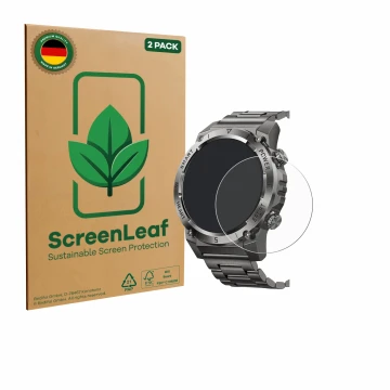 Front side of a product packaging with the brand logo ScreenLeaf. Next to it is the device Naixues 55G 1.46