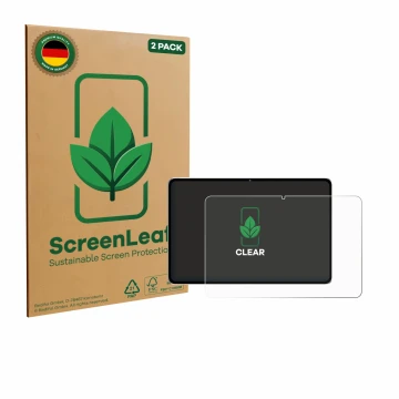 Front side of a product packaging with the brand logo ScreenLeaf. Next to it is the device Nubia Pad Pro shown with the corres