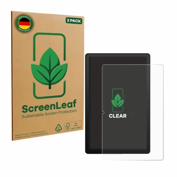 Front side of a product packaging with the brand logo ScreenLeaf. Next to it is the device Whitedeer G13 shown with the corres