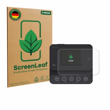 Front side of a product packaging with the brand logo ScreenLeaf. Next to it is the device ISDT K2Zip shown with the correspon