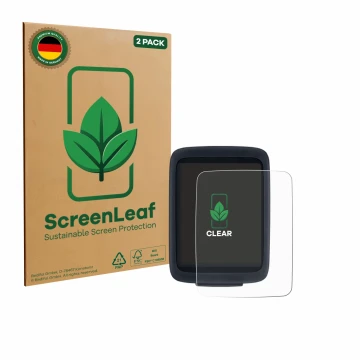 Front side of a product packaging with the brand logo ScreenLeaf. Next to it is the device Sigma BC 10.0 WR shown with the cor