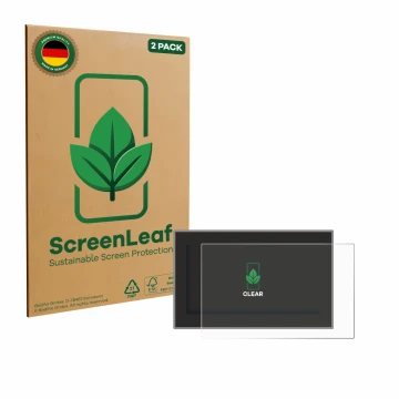 Front side of a product packaging with the brand logo ScreenLeaf. Next to it is the device Headrush Flex Prime shown with the 