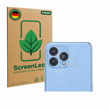 Front side of a product packaging with the brand logo ScreenLeaf. Next to it is the device Cubot P80 (ONLY Camera) shown with 