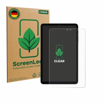 Front side of a product packaging with the brand logo ScreenLeaf. Next to it is the device Alldocube iPlay 70 mini Pro shown w