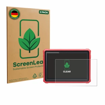 Front side of a product packaging with the brand logo ScreenLeaf. Next to it is the device Launch X-431 Pro3 V+ Elite shown wi