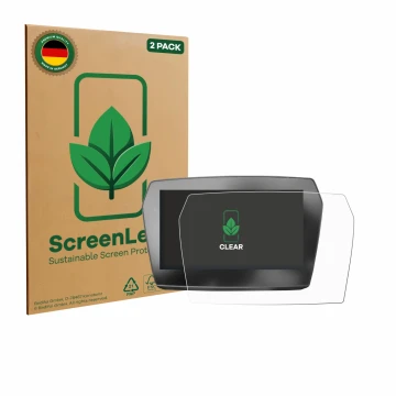 Front side of a product packaging with the brand logo ScreenLeaf. Next to it is the device Voge 625 2025 shown with the corres