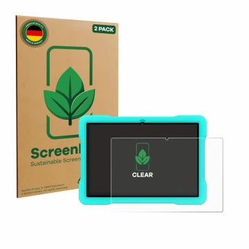 Front side of a product packaging with the brand logo ScreenLeaf. Next to it is the device UJJ U8 shown with the corresponding