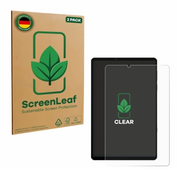 Front side of a product packaging with the brand logo ScreenLeaf. Next to it is the device Lenovo Legion Y700 2022 shown with 