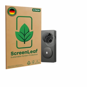 Front side of a product packaging with the brand logo ScreenLeaf. Next to it is the device Aqara Hub G410 shown with the corre