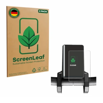 Front side of a product packaging with the brand logo ScreenLeaf. Next to it is the device Joyor S10-S V2 shown with the corre