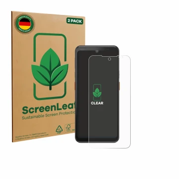 Front side of a product packaging with the brand logo ScreenLeaf. Next to it is the device Summi L3 shown with the correspondi