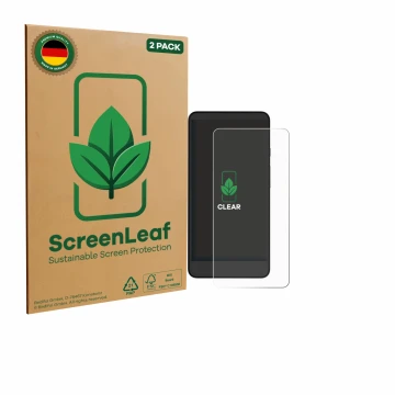 Front side of a product packaging with the brand logo ScreenLeaf. Next to it is the device Xiaomi Moaan InkPalm Mini Plus 2 sh