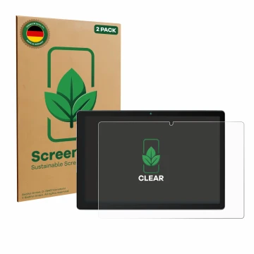 Front side of a product packaging with the brand logo ScreenLeaf. Next to it is the device Yicty MB1001 10.1