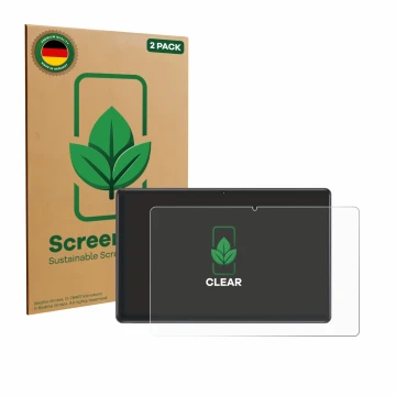 Front side of a product packaging with the brand logo ScreenLeaf. Next to it is the device ZIOVO Z118 10.1