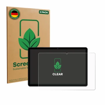 Front side of a product packaging with the brand logo ScreenLeaf. Next to it is the device RUSHAR M90 11