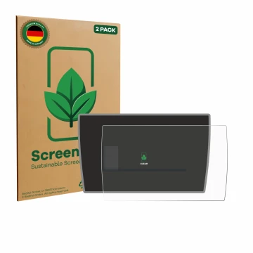 Front side of a product packaging with the brand logo ScreenLeaf. Next to it is the device BMW i3 2019 shown with the correspo
