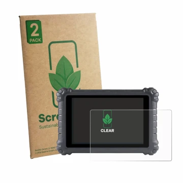 Front side of a product packaging with the brand logo ScreenLeaf. Next to it is the device Autel MaxiSys MS906 Pro shown with 