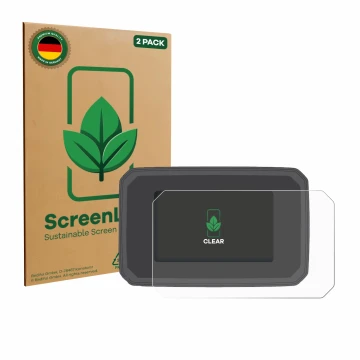 Front side of a product packaging with the brand logo ScreenLeaf. Next to it is the device Honda CB125R 2024 shown with the co