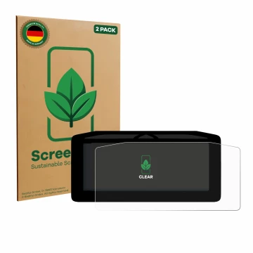 Front side of a product packaging with the brand logo ScreenLeaf. Next to it is the device Ducati XDiavel V4 2025 Speedometer 