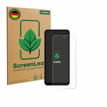 Front side of a product packaging with the brand logo ScreenLeaf. Next to it is the device Acer Acerone Liquid S262F5 shown wi