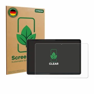 Front side of a product packaging with the brand logo ScreenLeaf. Next to it is the device Lenovo Tab K11 (2nd Gen.) shown wit