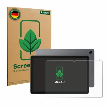 Front side of a product packaging with the brand logo ScreenLeaf. Next to it is the device Samsung Galaxy Tab A11 Plus 11