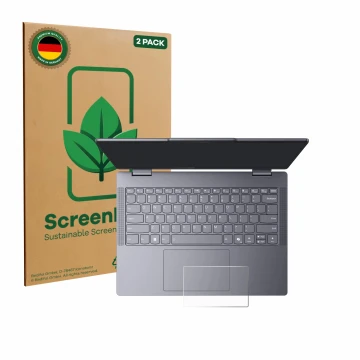 Front side of a product packaging with the brand logo ScreenLeaf. Next to it is the device Lenovo IdeaPad 5 2-in-1 14