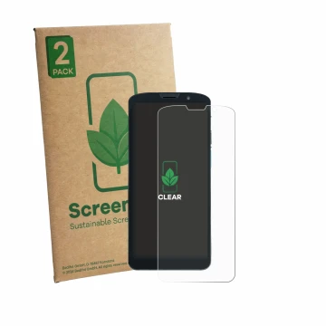 Front side of a product packaging with the brand logo ScreenLeaf. Next to it is the device Unitech EA630 shown with the corres