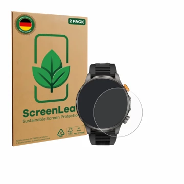 Front side of a product packaging with the brand logo ScreenLeaf. Next to it is the device Naixues AK90 1.91