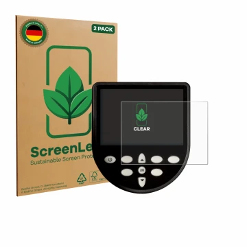 Front side of a product packaging with the brand logo ScreenLeaf. Next to it is the device WaterRower Series 4 Monitor shown w