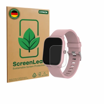 Front side of a product packaging with the brand logo ScreenLeaf. Next to it is the device Denver SWK-120RO shown with the cor
