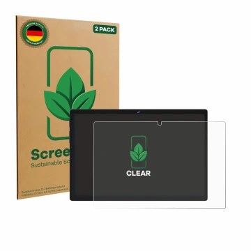 Front side of a product packaging with the brand logo ScreenLeaf. Next to it is the device Biegedy B29 10.1