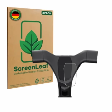 Front side of a product packaging with the brand logo ScreenLeaf. Next to it is the device Navee ST3 shown with the correspond