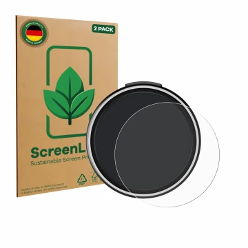 Front side of a product packaging with the brand logo ScreenLeaf. Next to it is the device OOONO CO-Driver NO2 Plus shown with