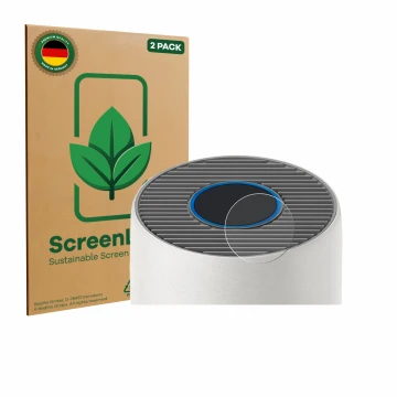 Front side of a product packaging with the brand logo ScreenLeaf. Next to it is the device Philips 2000i Series AC2939 shown w