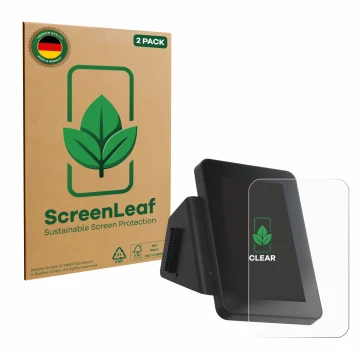 Front side of a product packaging with the brand logo ScreenLeaf. Next to it is the device Anycubic Kobra 3 V2 Combo shown wit